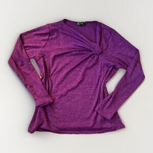 DG2 by Diane Gilman Purple Long Sleeve Twist Front Top Women’s Medium Lightweigh